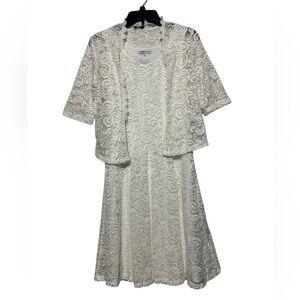 Robbie Bee White Lace Fit Flare Midi Dress Size 8 Spring‎ Easter Bridal Shower